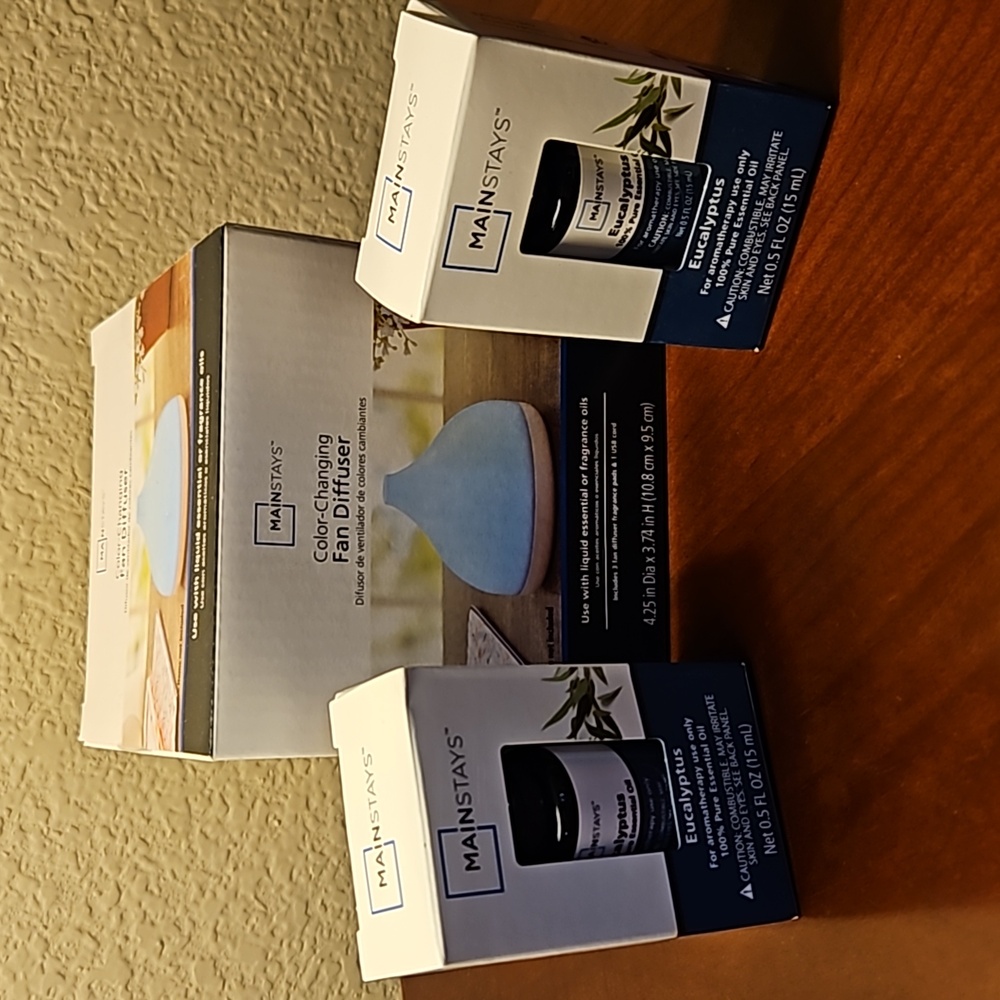 Color Changing Fan Diffuser with 2 essential oils Eucalyptus